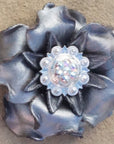Silver Gardenia Leather Flowers - 1" Crystal Conchos - Options