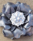 Silver Gardenia Leather Flowers - 1" Crystal Conchos - Options