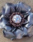 Silver Gardenia Leather Flowers - 1" Crystal Conchos - Options