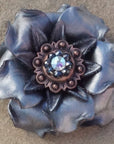 Silver Gardenia Leather Flowers - 1" Crystal Conchos - Options