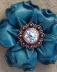 Turquoise Gardenia Leather Flowers - 1" Crystal Conchos - Options