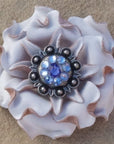 White Gardenia Leather Flowers - 1" Crystal Conchos - Options