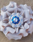 White Gardenia Leather Flowers - 1" Crystal Conchos - Options