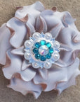 White Gardenia Leather Flowers - 1" Crystal Conchos - Options