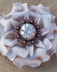 White Gardenia Leather Flowers - 1" Crystal Conchos - Options