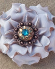 White Gardenia Leather Flowers - 1" Crystal Conchos - Options