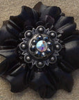 Black Carnations Leather Flowers - 1" Crystal Conchos - Options