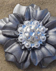 Silver Carnations Leather Flowers - 1" Crystal Conchos - Options