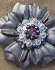 Silver Carnations Leather Flowers - 1" Crystal Conchos - Options