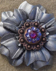 Silver Carnations Leather Flowers - 1" Crystal Conchos - Options