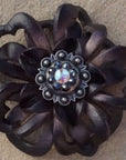 Black Lotus Leather Flowers - 1" Crystal Conchos - Options