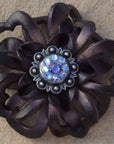 Black Lotus Leather Flowers - 1" Crystal Conchos - Options