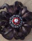 Black Lotus Leather Flowers - 1" Crystal Conchos - Options