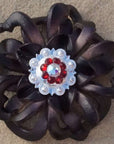 Black Lotus Leather Flowers - 1" Crystal Conchos - Options