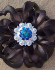 Black Lotus Leather Flowers - 1" Crystal Conchos - Options