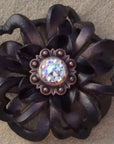 Black Lotus Leather Flowers - 1" Crystal Conchos - Options