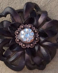Black Lotus Leather Flowers - 1" Crystal Conchos - Options