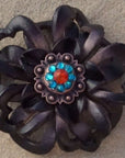 Black Lotus Leather Flowers - 1" Crystal Conchos - Options