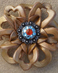 Gold Lotus Leather Flowers - 1" Crystal Conchos - Options