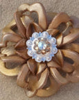 Gold Lotus Leather Flowers - 1" Crystal Conchos - Options