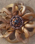 Gold Lotus Leather Flowers - 1" Crystal Conchos - Options