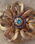 Gold Lotus Leather Flowers - 1" Crystal Conchos - Options