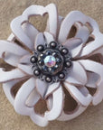 White Lotus Leather Flowers - 1" Crystal Conchos - Options