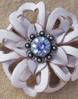 White Lotus Leather Flowers - 1" Crystal Conchos - Options