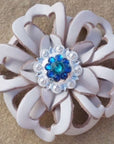 White Lotus Leather Flowers - 1" Crystal Conchos - Options