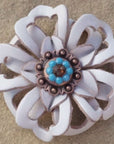 White Lotus Leather Flowers - 1" Crystal Conchos - Options