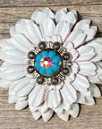 White Daisy Leather Flowers - 1" Crystal Conchos - Options