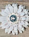 White Daisy Leather Flowers - 1" Crystal Conchos - Options