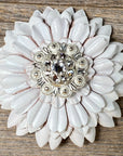 White Daisy Leather Flowers - 1" Crystal Conchos - Options