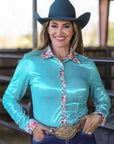 FLORAL & TURQUOISE SPARKLE PERFORMANCE RODEO SHIRT
