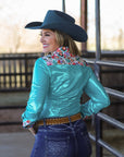 FLORAL & TURQUOISE SPARKLE PERFORMANCE RODEO SHIRT