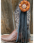 Boot Cuff Jewelry - Orange Leather Flower - Concho - Fringe