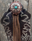 Boot Cuff Jewelry - Copper Turquoise Flower Concho - Fringe