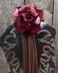Boot Cuff Jewelry - Leather Red Rose - Fringe
