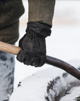 Fleece-Lined Water Resistant Black Cowhide Driver Gloves