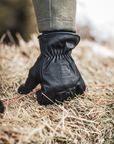 Fleece-Lined Water Resistant Black Cowhide Driver Gloves