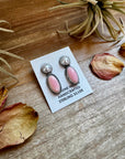 Mother of Pearl & Pink Conch Stud Earrings – Sterling Silver, Post Top, 1.5 Inch, Stamped Marcella James