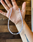 Purple shell heishi choker with Sterling Silver Pearls