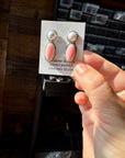 Mother of Pearl & Pink Conch Stud Earrings – Sterling Silver, Post Top, 1.5 Inch, Stamped Marcella James