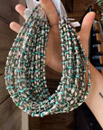 14-Inch Sterling Silver Torpedo & Blue/Green Mexican Turquoise Choker