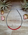15-Inch Red Magnesite Heishi Necklace – Sterling Silver Pearls, Handmade