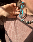 Sterling Silver Long Teardrop Earrings with Kingman Turquoise – 4 Inch, Post Style, USA Made