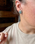 Round stud earrings with Kingman turquoise - sterling silver