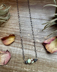 16-Inch Lemon Turquoise Magnesite Necklace with Sterling Saucer Pearls