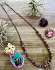26 inch long fall necklace with purple spiny and shell Western jewelry