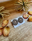 Stamped Sterling Silver Concho Stud Earrings, TC Stamp, 1.5" Round